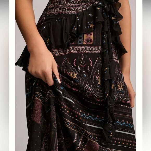 Anthropologie Let Me Be Chiffon Printed V-Neck MIDI Dress NWOT - Picture 4 of 7